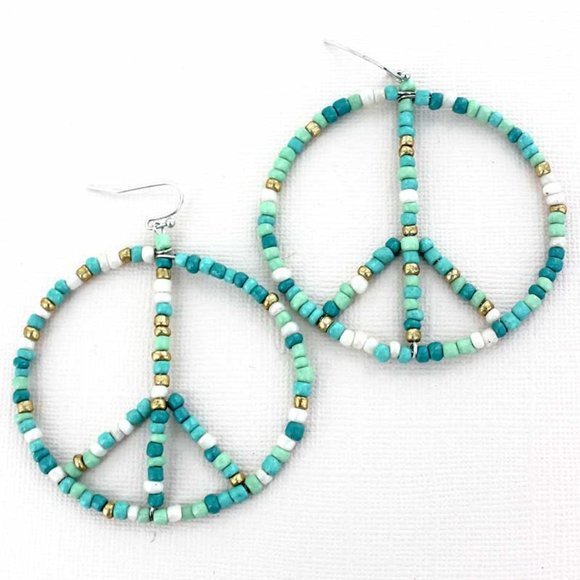 One Blessed Nana Jewelry - NWT *BOUTIQUE*  BEST SELLER    BEADED PEACE SIGN EARRINGS